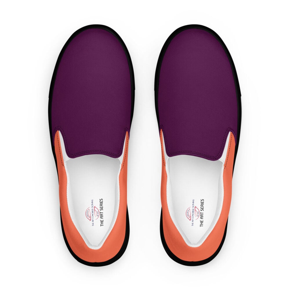 The Art Series (Ode to Saint Laurent) 3 Women’s Slip-on Canvas Shoes dark blue persimmon black front art concierge clothing jpg
