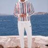 Jordan Azure Coast The Stripes Series (Classic Red and Blue) Hoodie blue red white front art concierge clothing jpg
