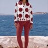 Kaia Azure Coast The Bauhaus Series (Red and Black Pocka Dots) Track Jacket Yoga Leggings canvas deck shoes red black white front art concierge clothing jpg
