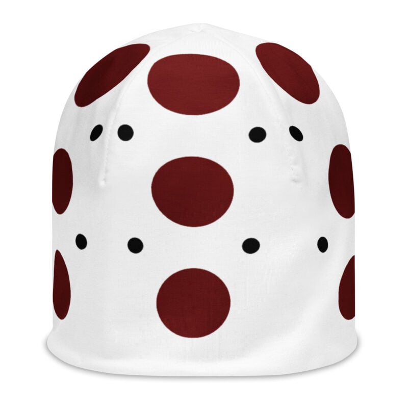 The Bauhaus Series (Red and Black Pocka Dots) Beanie RED BLACK white front art concierge clothing jpg