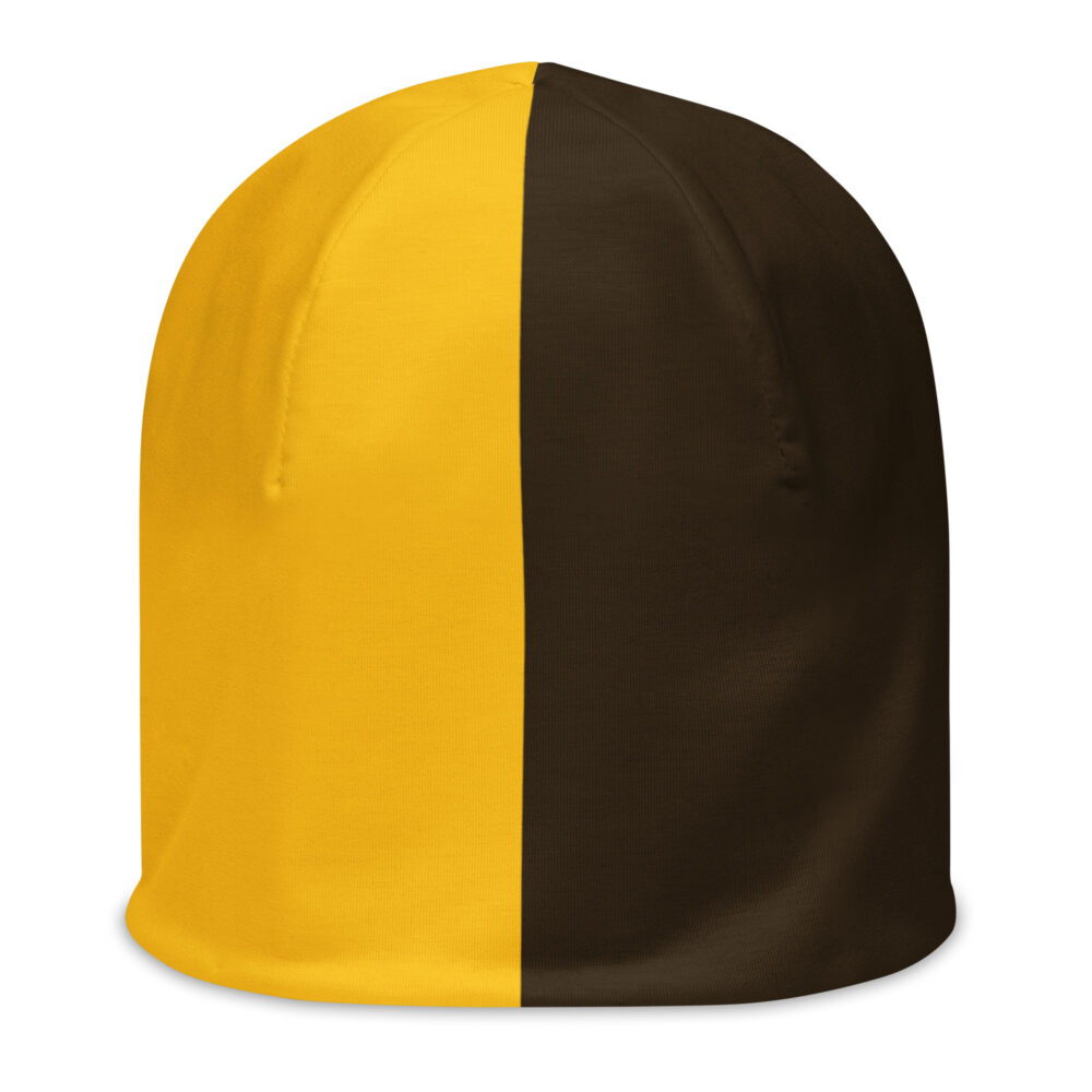 The Bauhaus Series (Chocolate and Friends) Beanie chocolate mustard yellow front art concierge clothing jpg