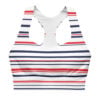 The Stripes Series (Classic Red and Blue) Longline Sports Bra blue red white front art concierge clothing jpg