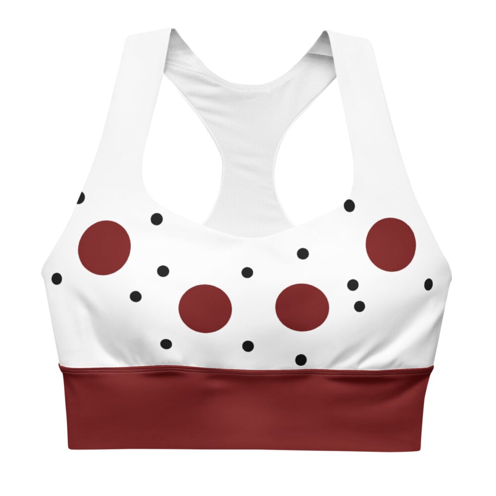The Bauhaus Series (Red and Black Pocka Dots) Longline Sports Bra red black white front art concierge clothing jpg