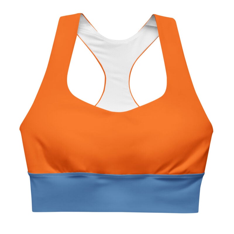 The Bauhaus Series (Persimmon and Friends) Longline Sports Bra persimmon blue front art concierge clothing jpg