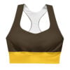 The Bauhaus Series (Chocolate and Friends) Longline Sports Bra chocolate mustard yellow front art concierge clothing jpg