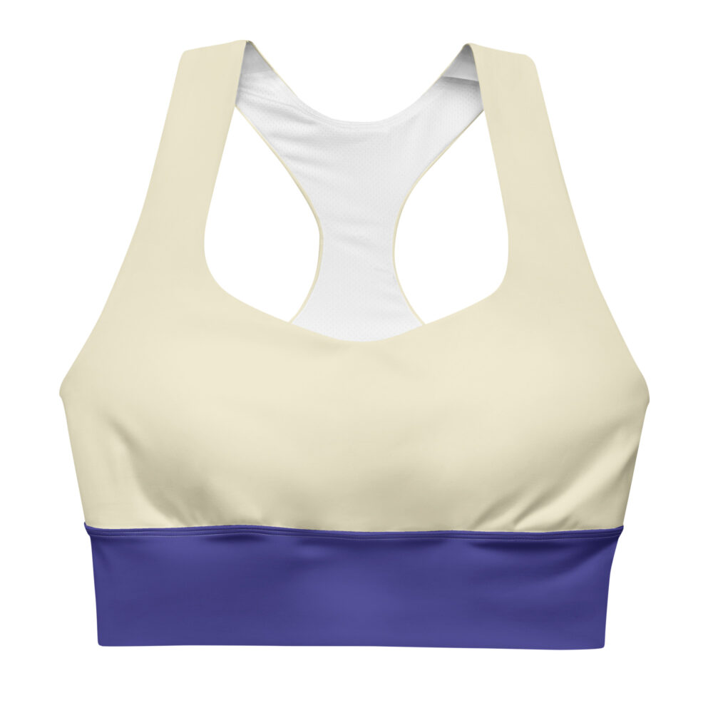 The Bauhaus Series (Cobalt and Friends) Longline Sports Bra Cobalt Sand front art concierge clothing jpg
