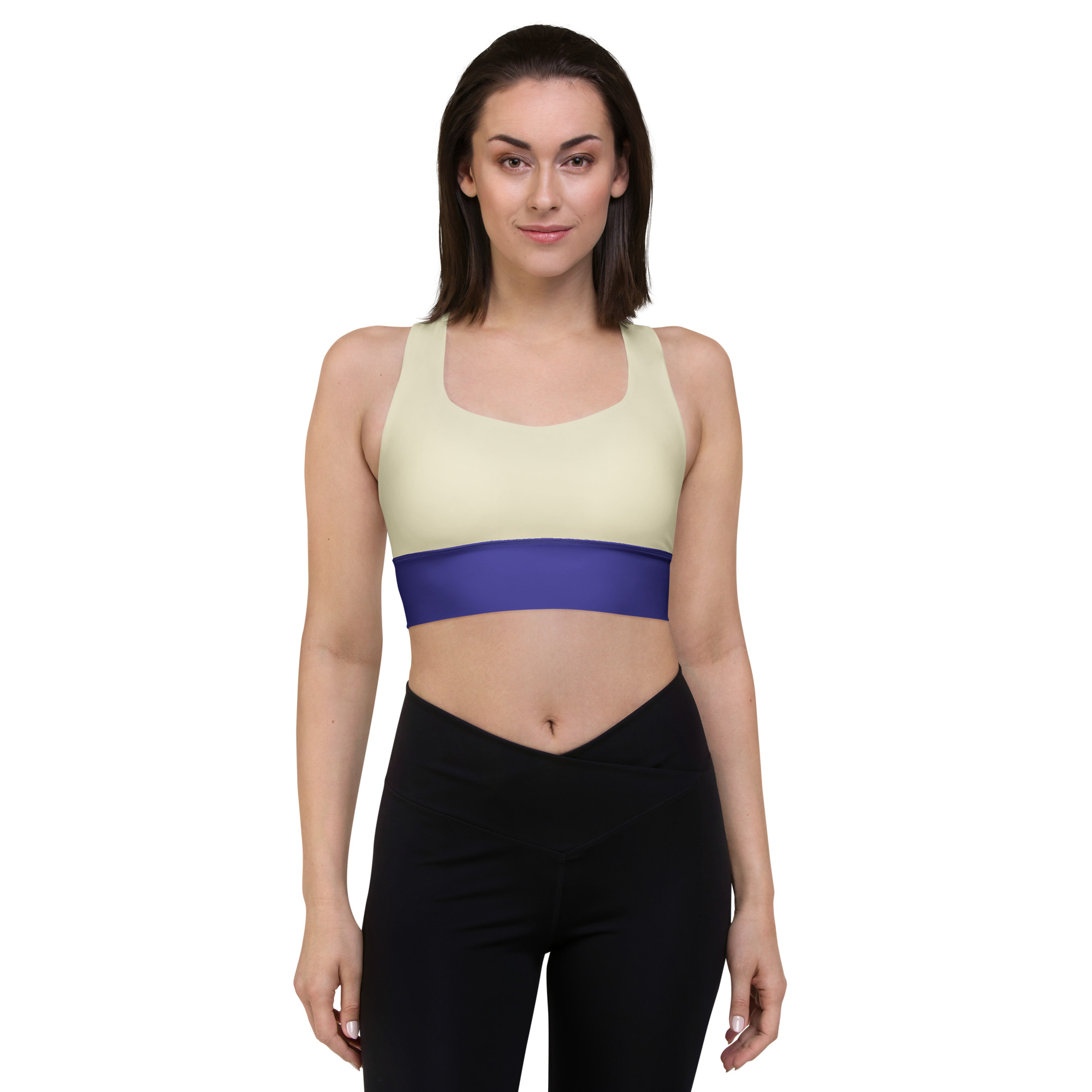 all over print recycled longline sports bra white front 6a94e30c1b99b jpg