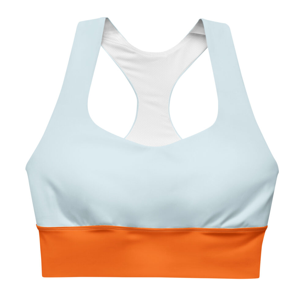 The Bauhaus Series (Ice Blue and Friends) longline sports bra ice blue persimmon front art concierge clothing jpg
