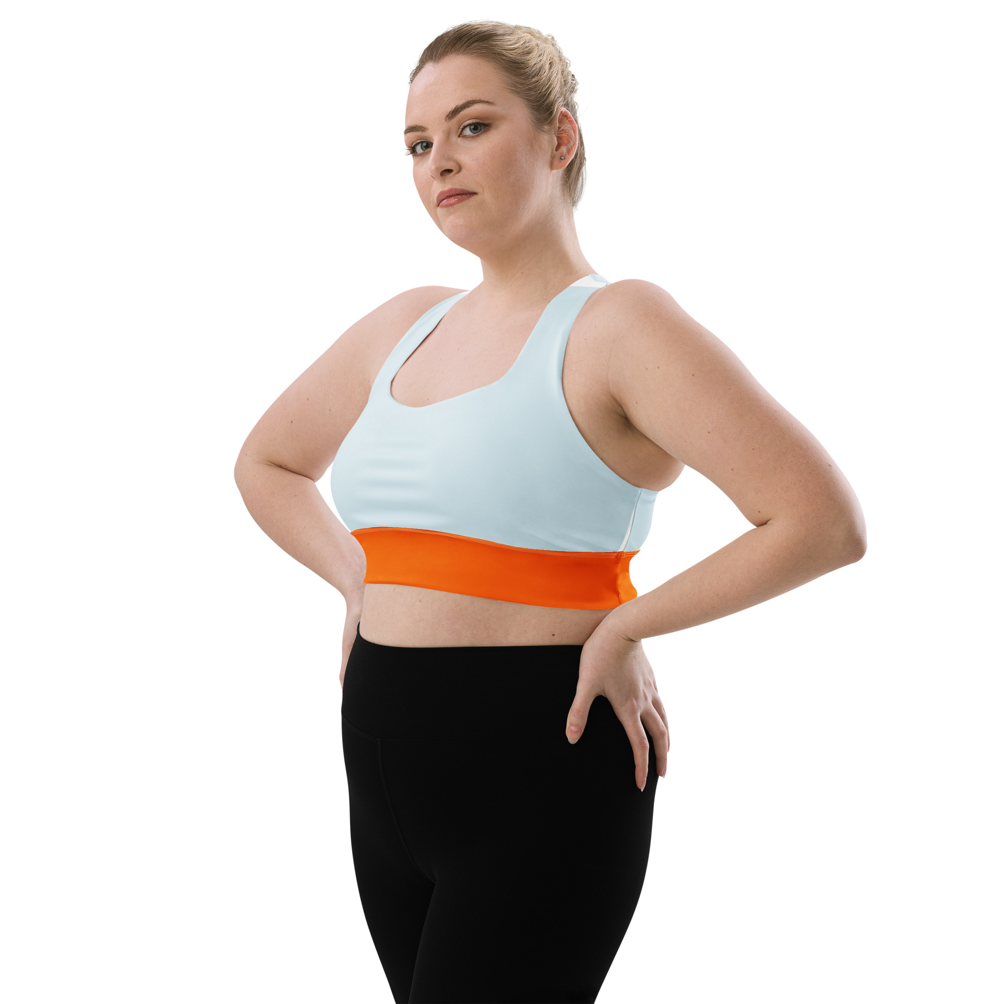 all over print recycled longline sports bra white left front 6a95f81e3cb0c jpg