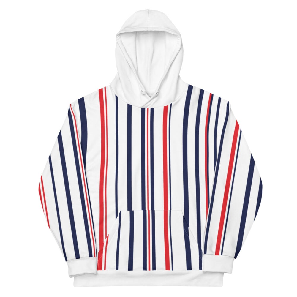 The Stripes Series (Classic Red and Blue) Hoodie blue red white front art concierge clothing jpg