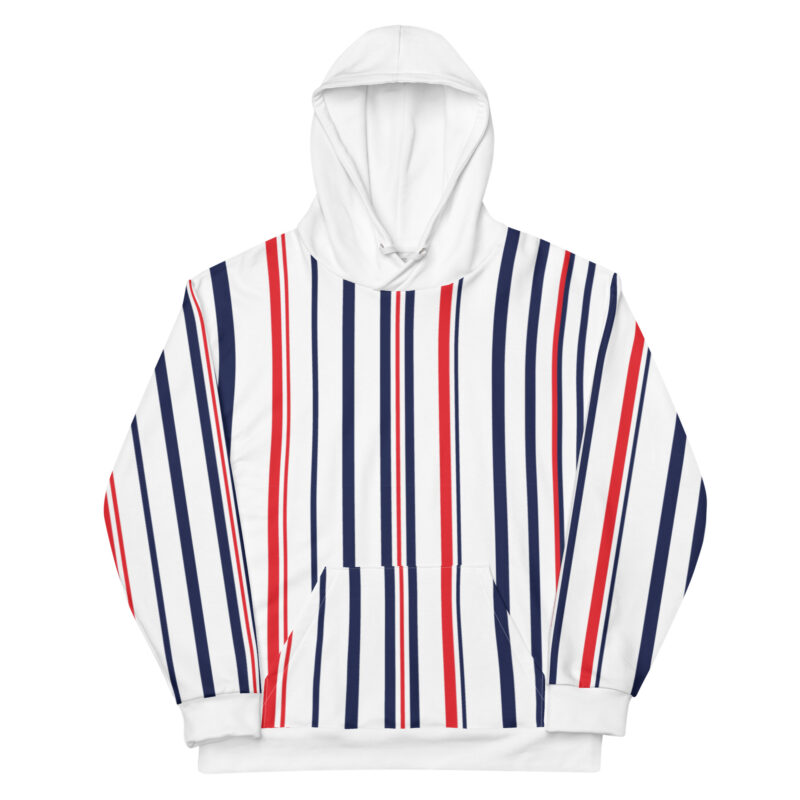 The Stripes Series (Classic Red and Blue) Hoodie blue red white front art concierge clothing jpg