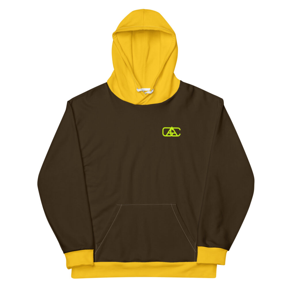 The Bauhaus Series (Chocolate and Friends) Hoodie chocolate mustard yellow front art concierge clothing jpg