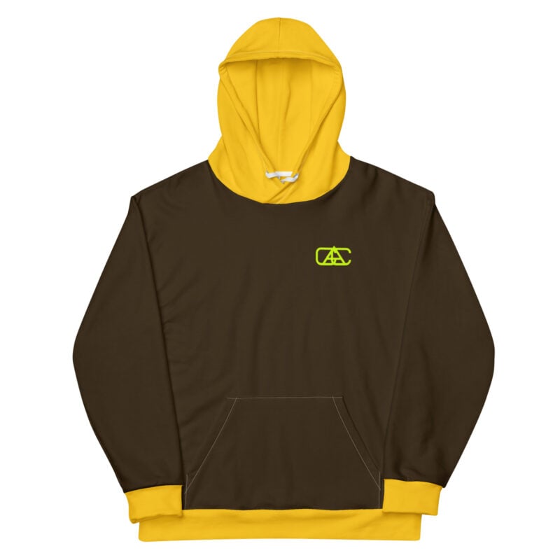 The Bauhaus Series (Chocolate and Friends) Hoodie chocolate mustard yellow front art concierge clothing jpg