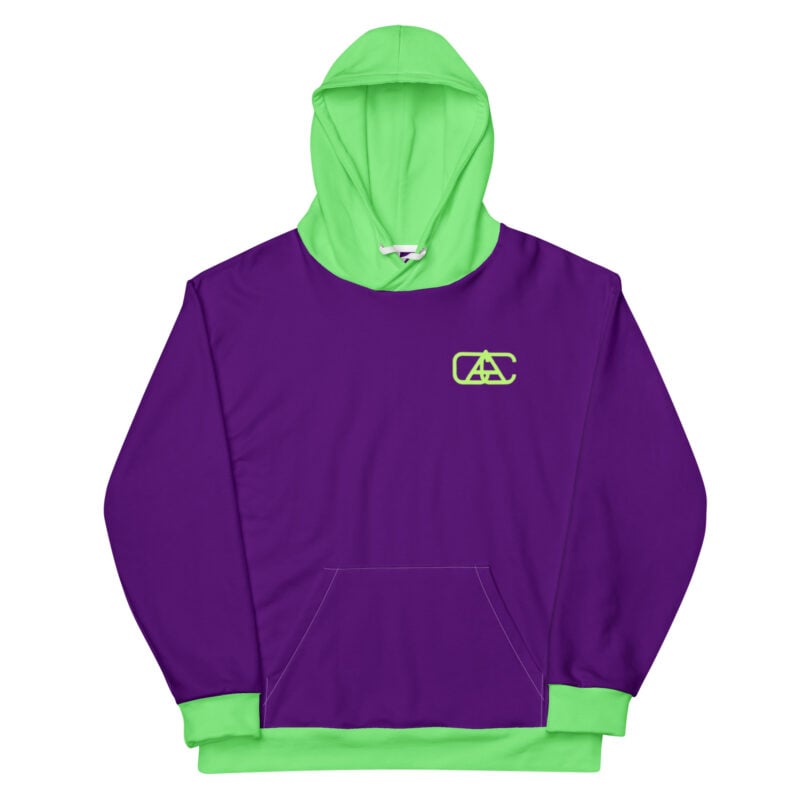 The Bauhaus Series (Royal Purple and Friends) Hoodie royal purple lime green front art concierge clothing.com jpg