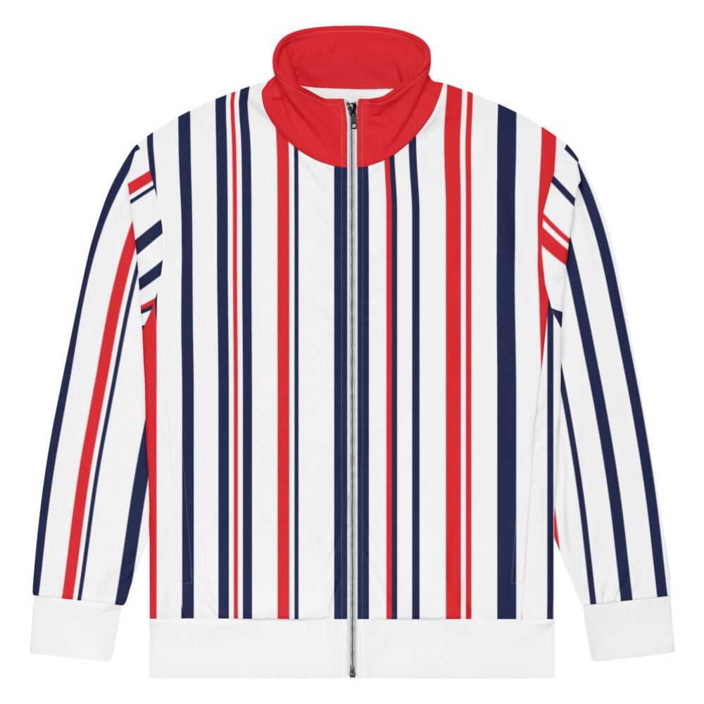 The Stripes Series (Classic Red and Black) Track Jacket red blue white front art concierge clothing jpg