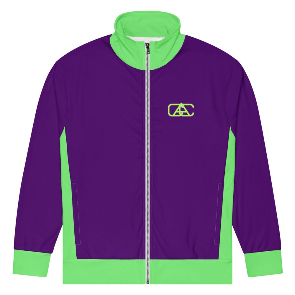 The Bauhaus Series (Royal Purple and Lime) Track Jacket royal purple lime green front art concierge clothing jpg