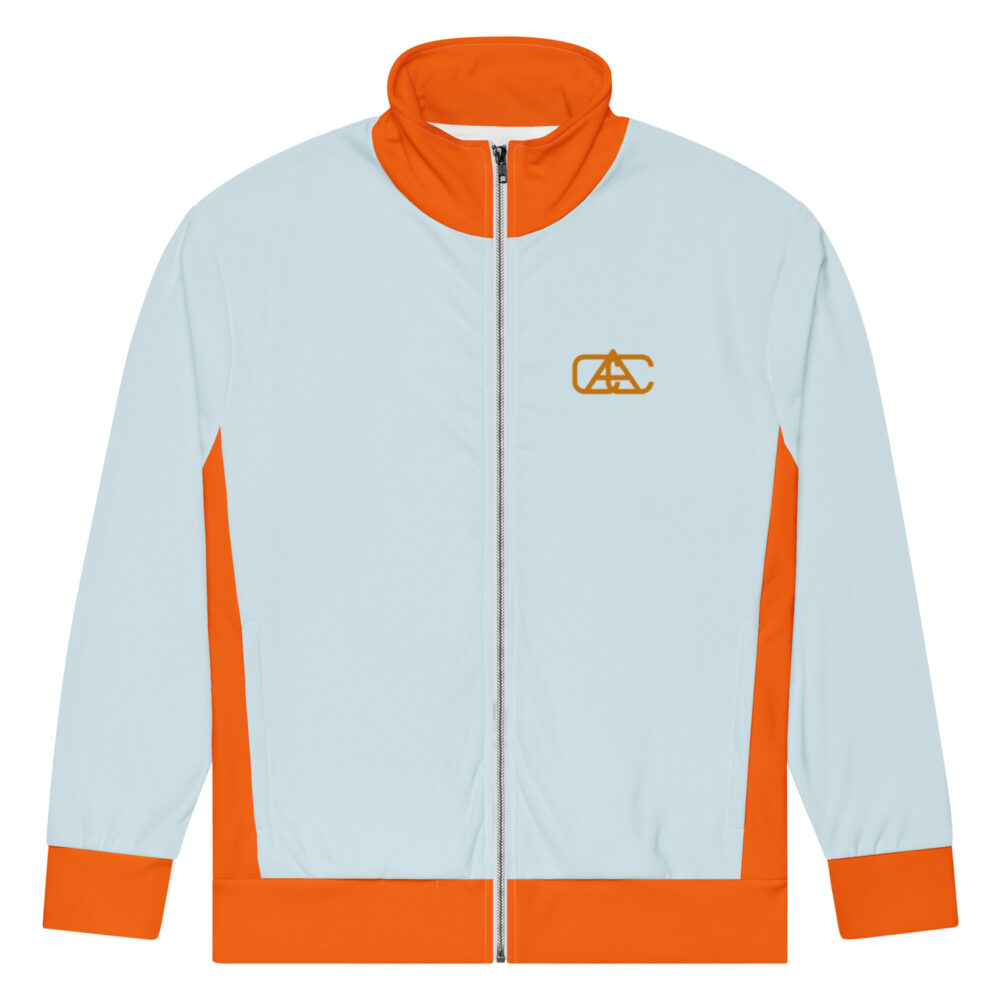 The Bauhaus Series (Ice Blue and Friends) track jacket ice blue persimmon front art concierge clothing JPG