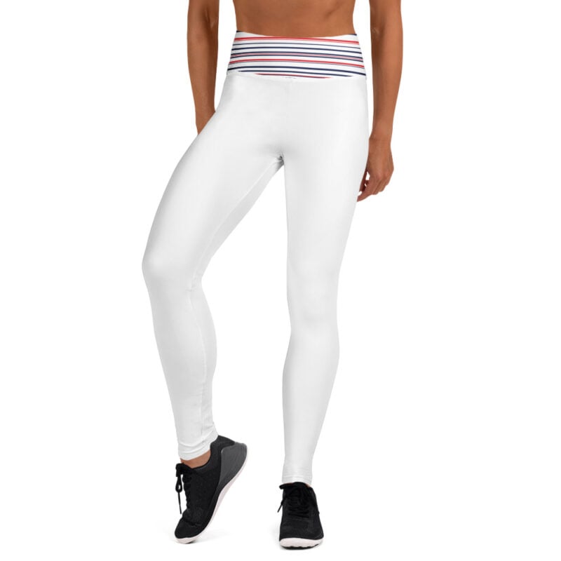 The Stripes Series (Classic Red and Blue) Yoga Leggings red blue white front art concierge clothing jpg