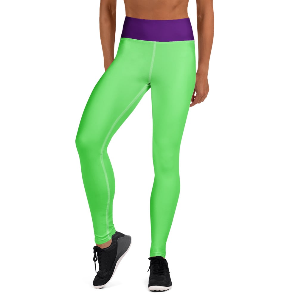 The Bauhaus Series (Royal Purple and Friends) Yoga Leggings royal purple lime green front art concierge clothing jpg