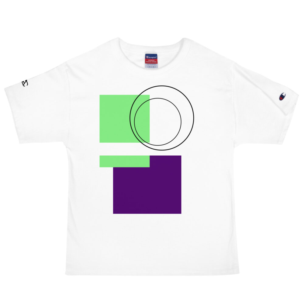 The Bauhaus Series (Royal Blue and Friends) Champion T-Shirt royal purple lime green black white front art concierge clothing jpg