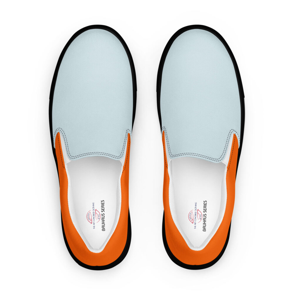 The Bauhaus Series (Ice Blue and Friends) Men’s Slip-on Canvas Shoes ice blue persimmon black front art concierge clothing jpg