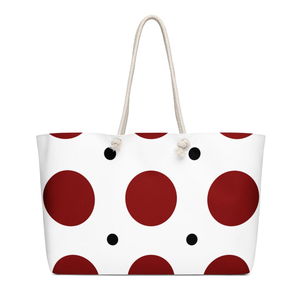The Bauhaus Series (Red and Black Pocka Dots) Weekender bag red black white 24x13 front art concierge clothing jpg