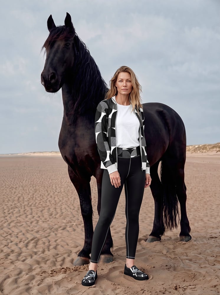 Claire The Bauhaus Series (Black Circles) Track jacket Yoga Leggings Canvas Deck Shoes Champion T shirt black white front art concierge clothing JPG