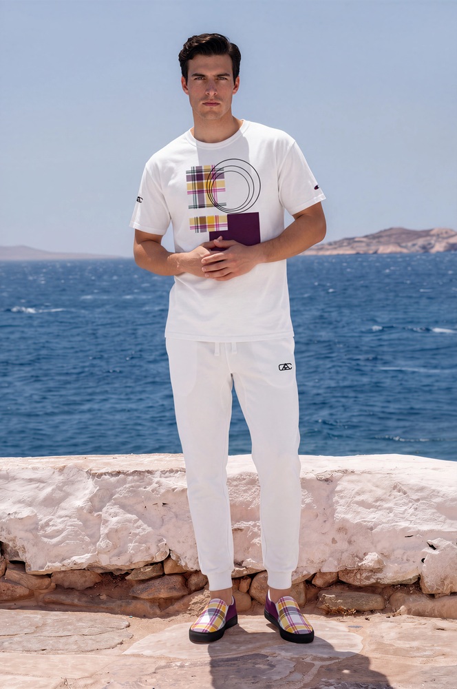 Dean Azure Coast The Tartan Series (Classic Black and Yellow) Champion T Shirt Fleece Joggers Canvas Deck Shoes black yellow white front art concierge clothing jpg
