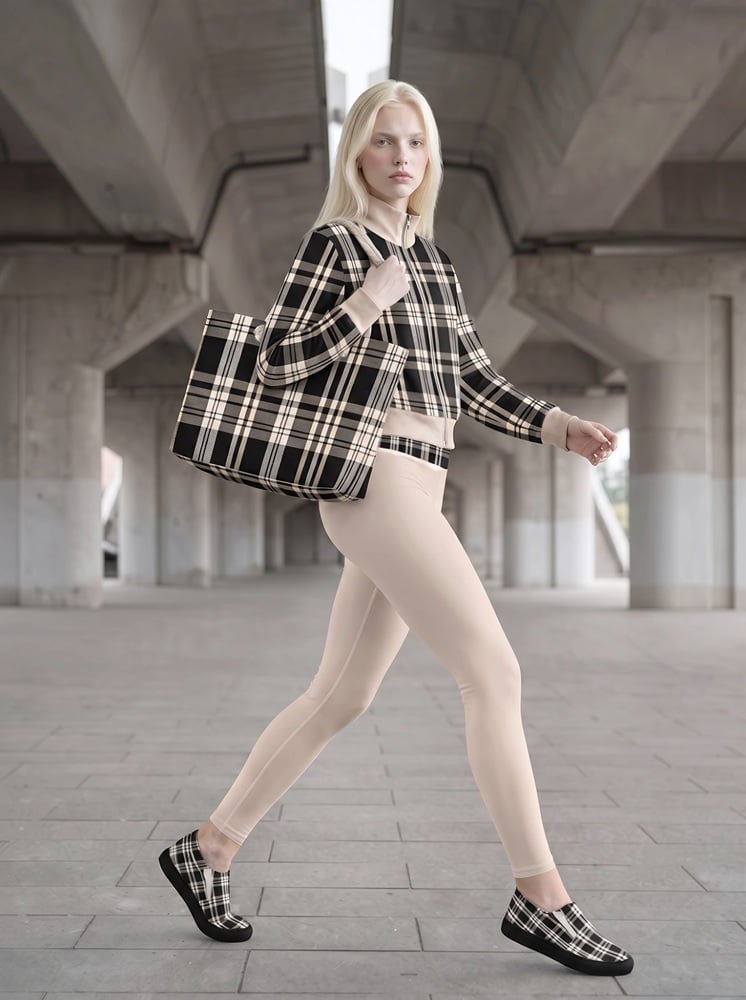 Maxi The Tartan Series (Black) Track Jacket Yoga Leggings Canvas Deck Shoes Weekender Bag black pink white front art concierge clothing jpg