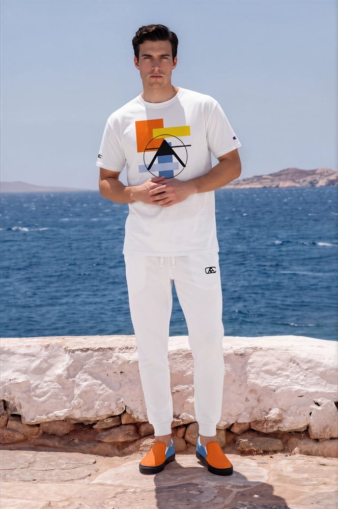 The Art Series (Abstract A) Champion T Shirt Fleece Joggers Canvas Deck Shoes persimmon gold blue black white front art concierge clothing jpg The Art Series (Abstract A) Champion T Shirt Fleece Joggers Canvas Deck Shoes persimmon gold blue black white front art concierge clothing jpg