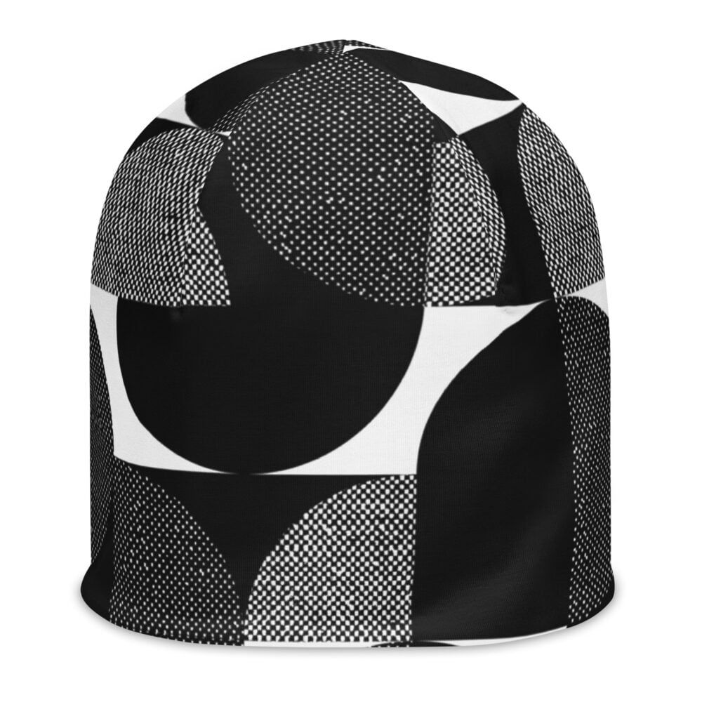 The Bauhaus Series (Black Circles) Beanie black white front art concierge clothing jpg