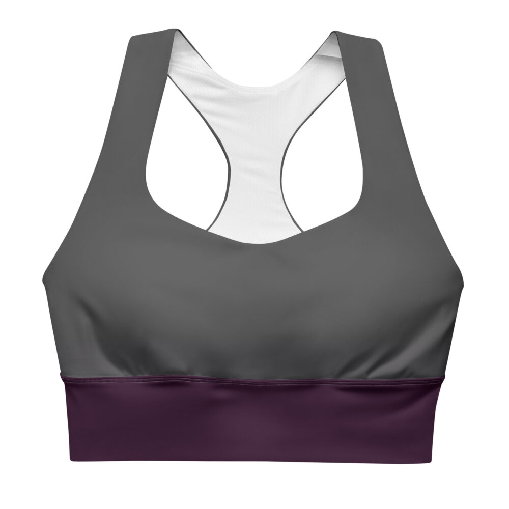 The Bauhaus Series (Plum and Grey) Longline Sports Bra plum grey white front art concierge clothing jpg