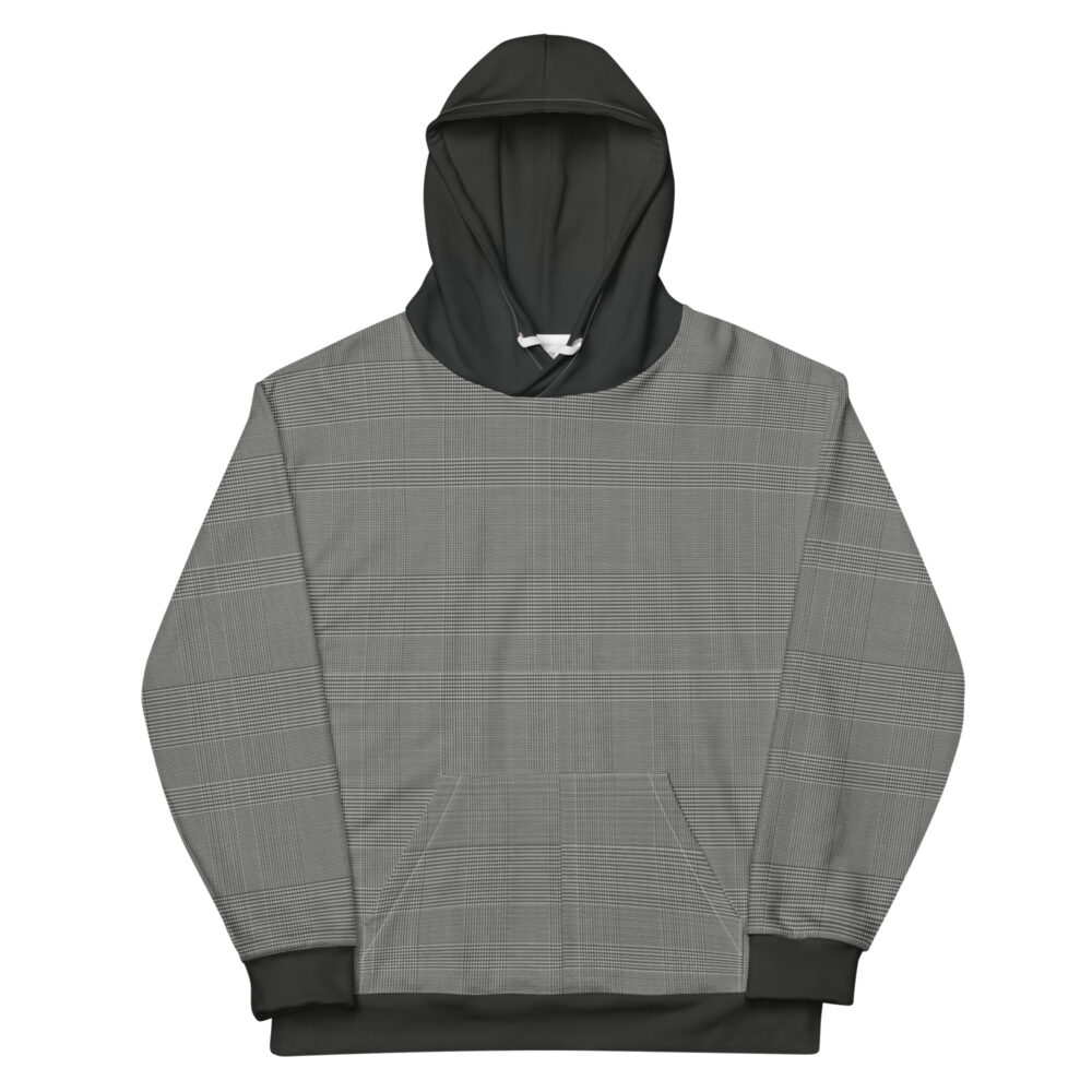 The Tartan Series (Glenn Plaid) Hoodie grey tartan white front art concierge clothing jpg