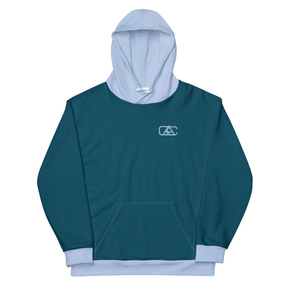 The Bauhaus Series (Grey and Teal) Hoodie grey teal white front art concierge clothing jpg