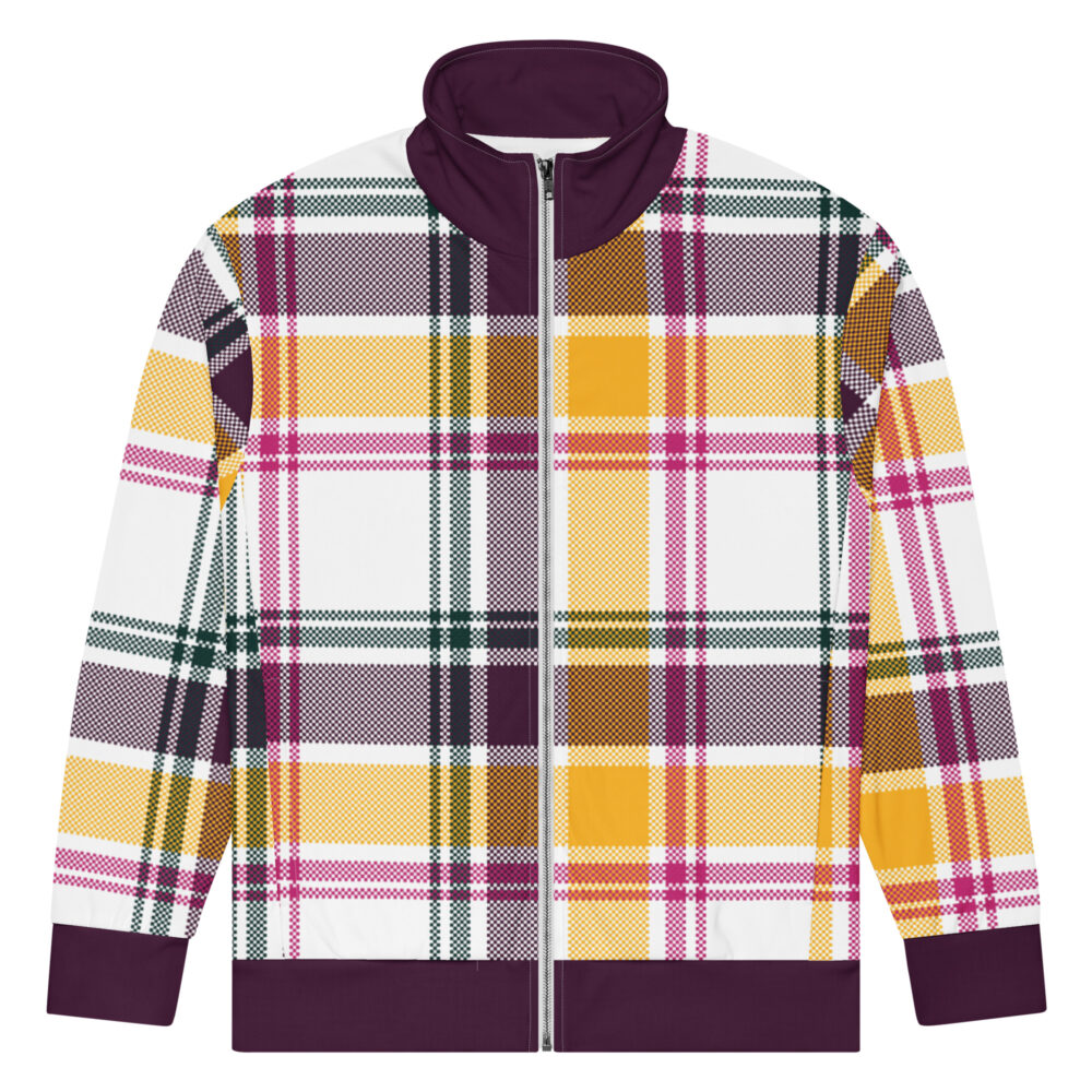 The Tartan Series (Classic Black and Yellow) Track Jacket black yellow white front art concierge clothing jpg