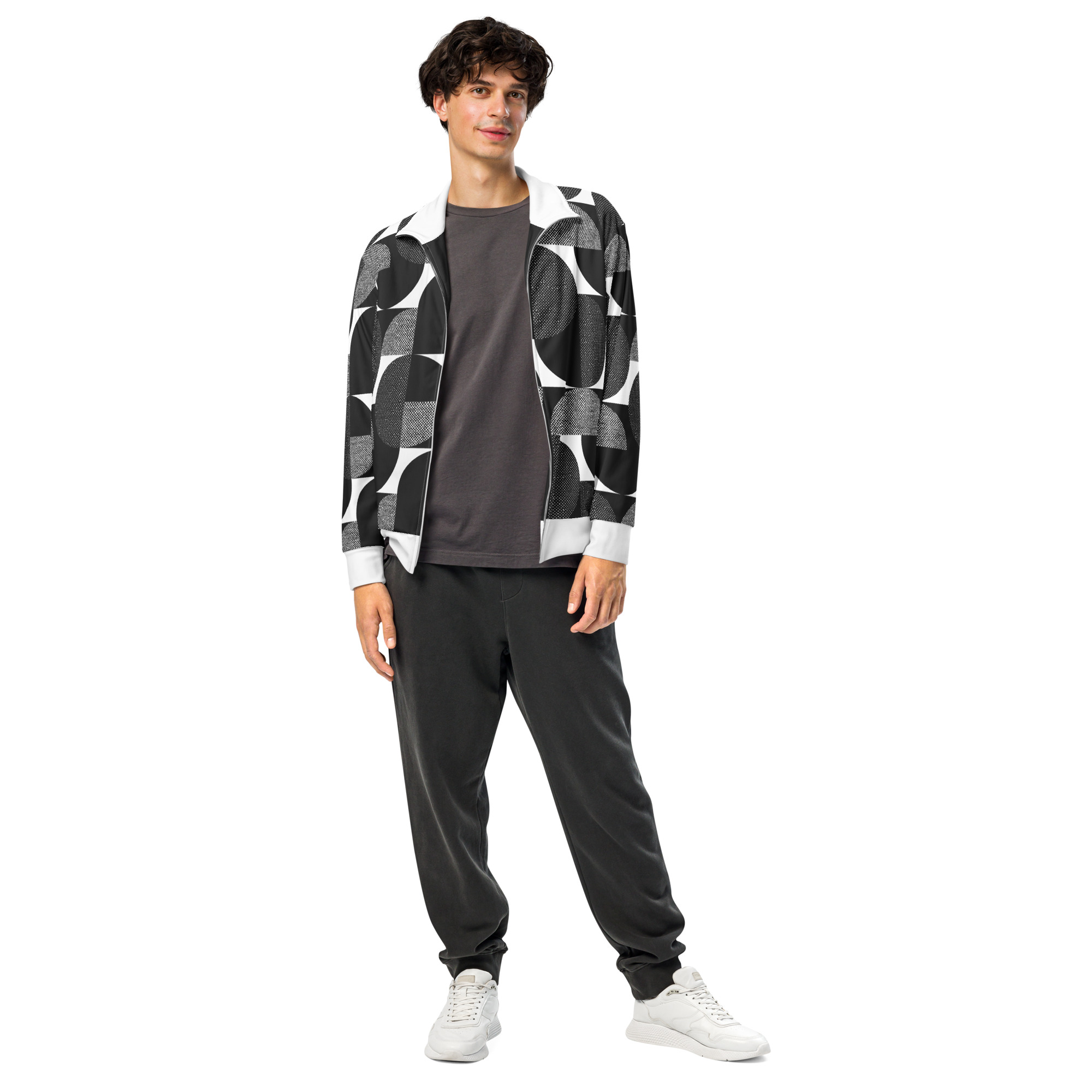 all over print recycled unisex track jacket white front 6aaee24b8585a