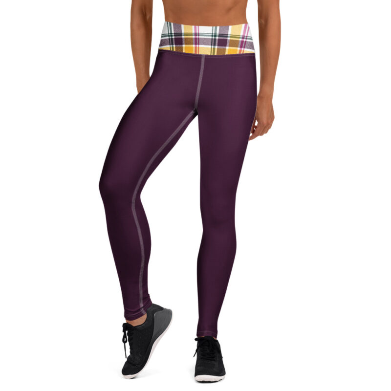 The Tartan Series (Classic Black and Yellow) Yoga Leggings black yellow white front art concierge clothing jpg