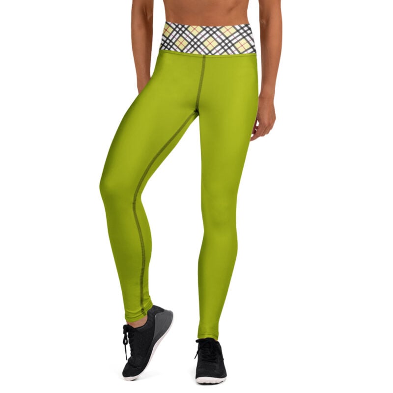The Tartan Series (Light and Dark Mustard) Yoga Leggings mustard yellow black front art concierge clothing jpg
