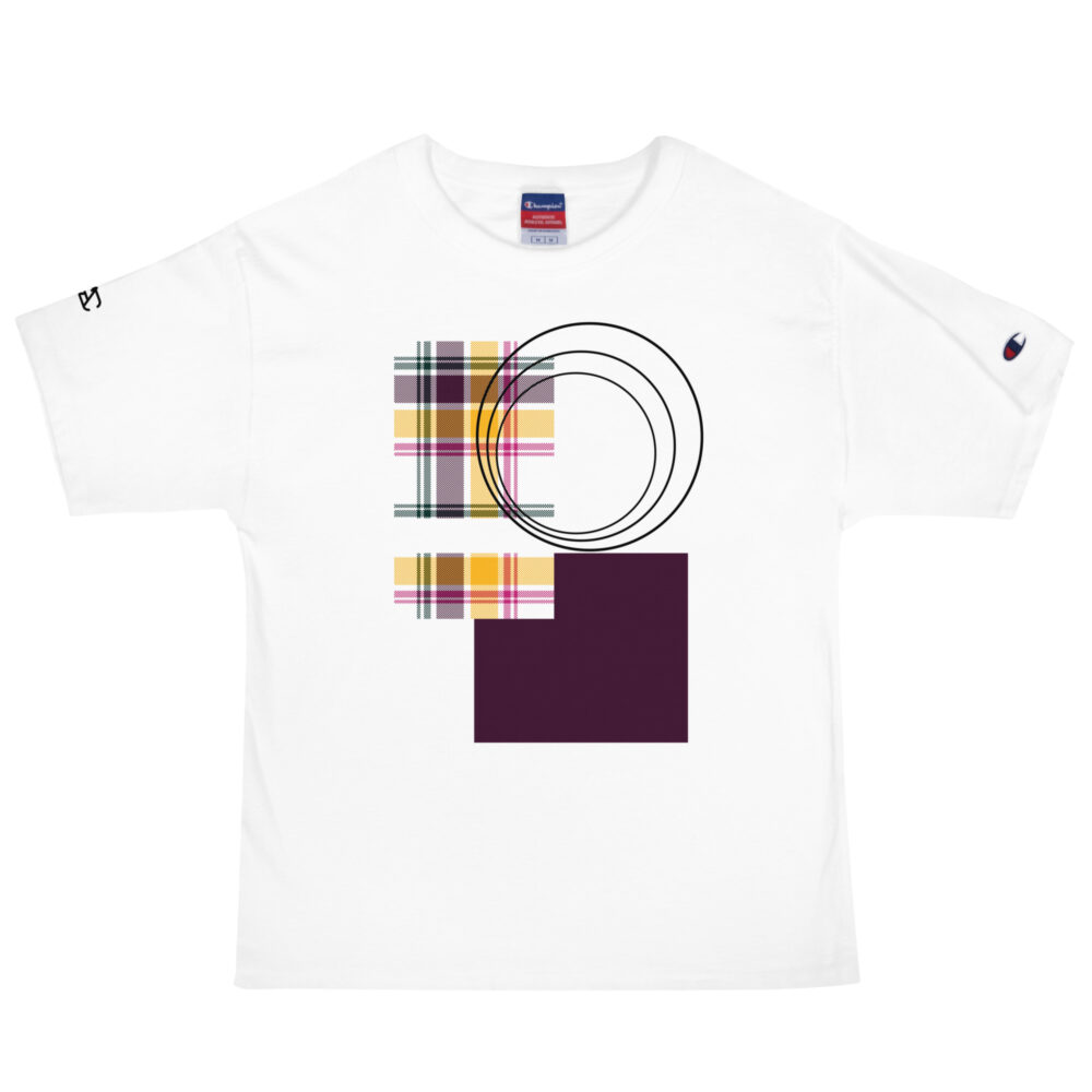 The Tartan Series (Classic Black and Yellow) Champion T-Shirt black yellow white front art concierge clothing jpg