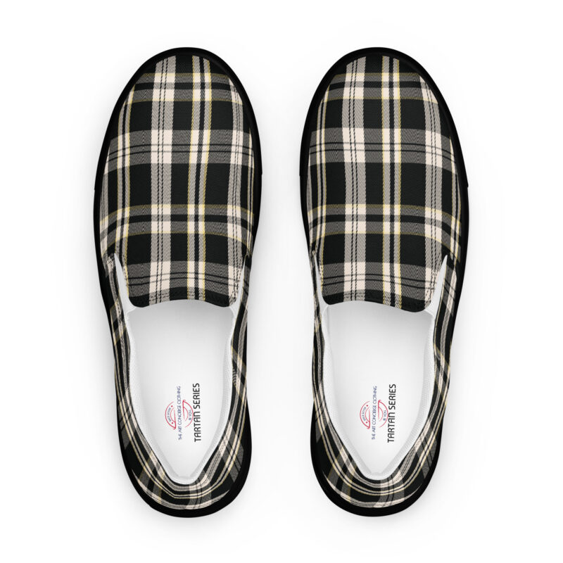 The Tartan Series (Black) Men’s Canvas Deck Shoes black pink front art concierge clothing jpg