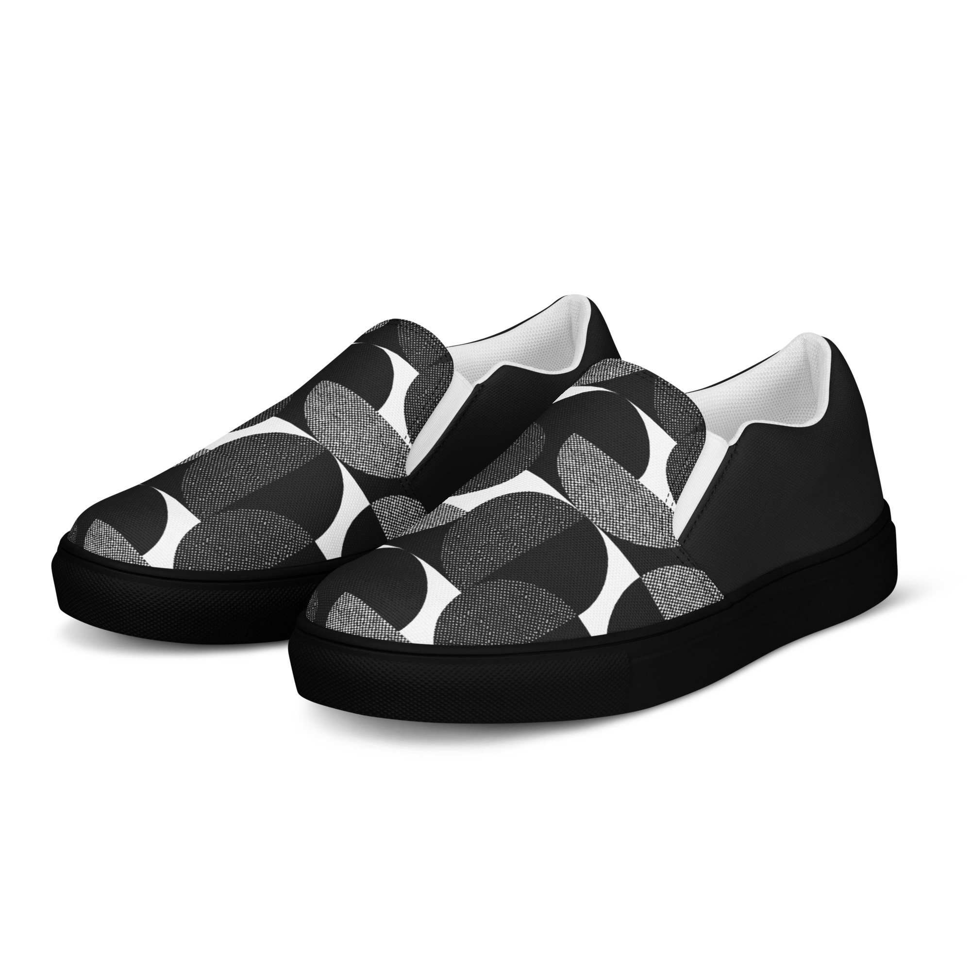 mens slip on canvas shoes black left front 6aaee6319dd96