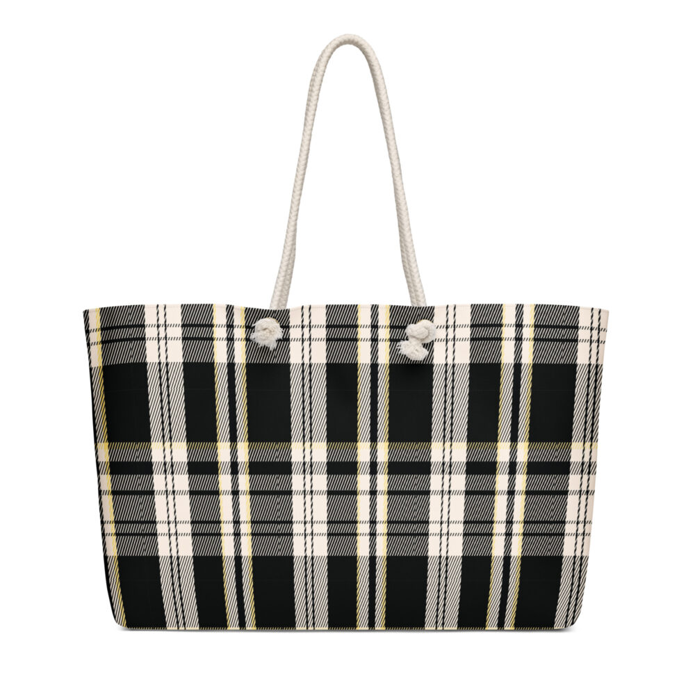 The Tartan Series (Black) Weekender Bag black pink white 24x13 front art concierge clothing jpg