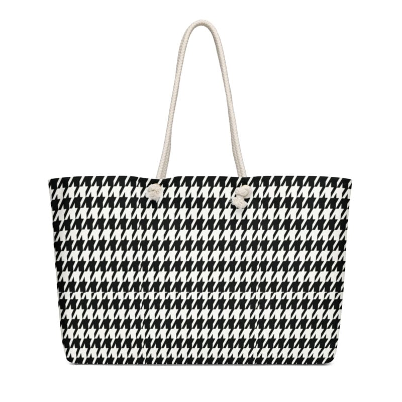 The Art Series (Houndstooth) Weekender Bag black white 24x13 front art concierge clothing jpg