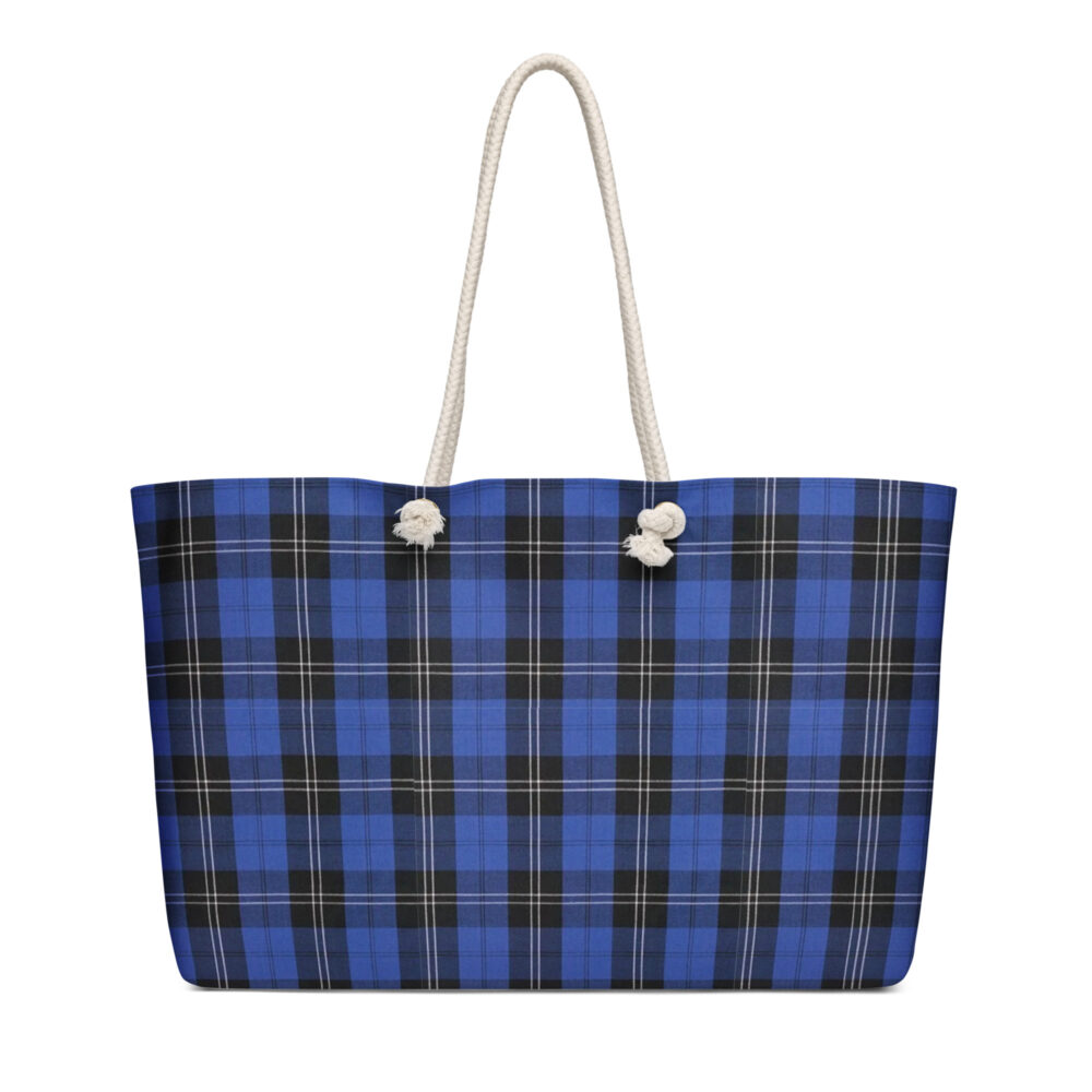 The Tartan Series (House of Wales) Weekender Bag black blue front art concierge clothing JPG