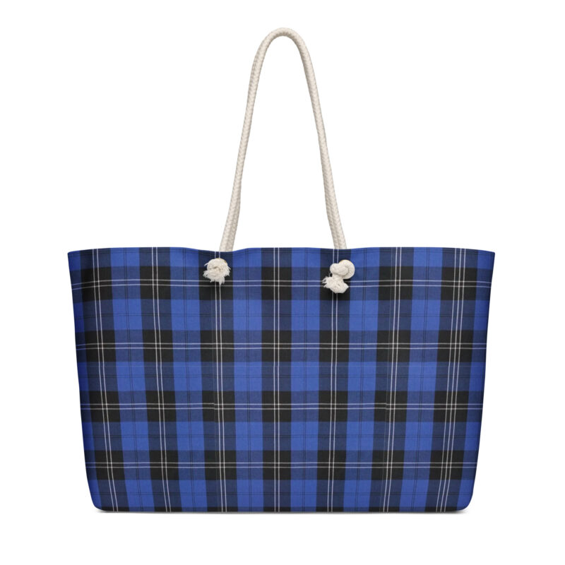 The Tartan Series (House of Wales) Weekender Bag black blue front art concierge clothing JPG
