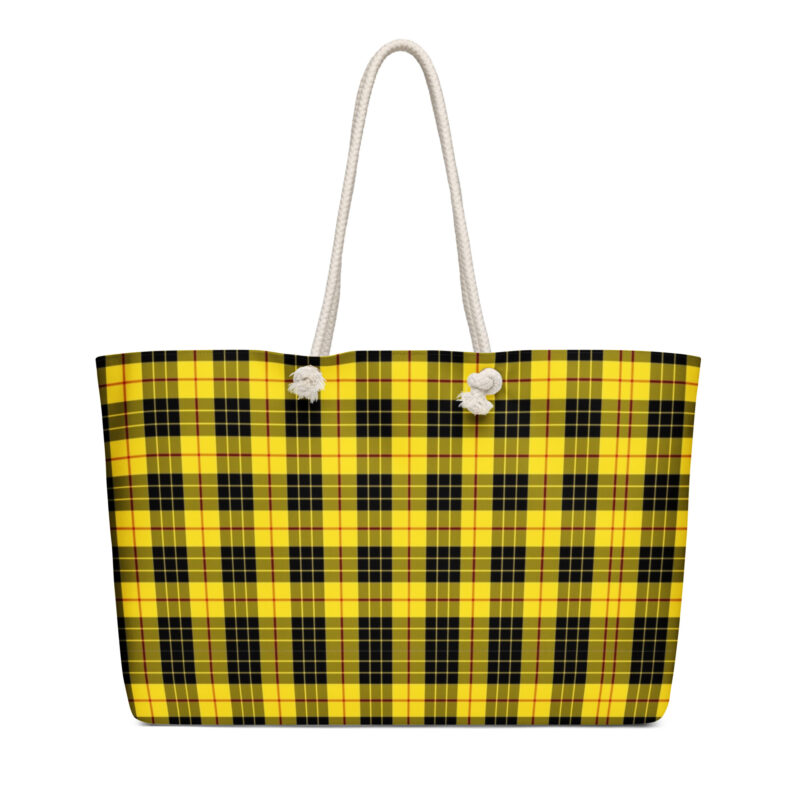 The Tartan Series (MaCleod) Weekender Bag black yellow front art concierge clothing JPG