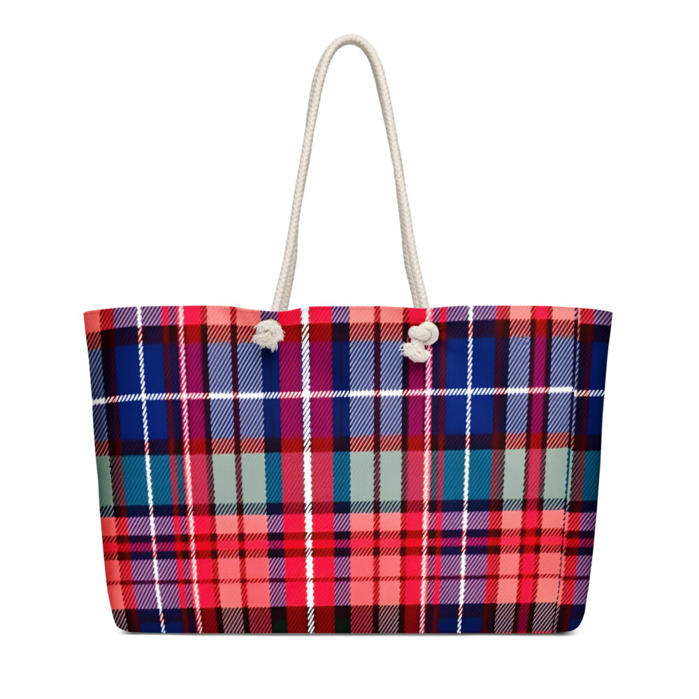 The Tartan Series (Macpherson) Weekender Bag black red blue front art concierge clothing JPG