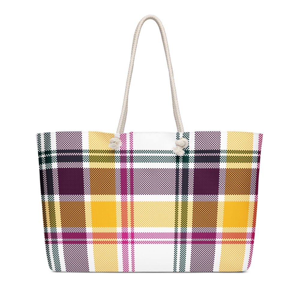 The Tartan Series (Classic Black and Yellow) Weekender Bag black yellow white 24x13 front art concierge clothing jpg