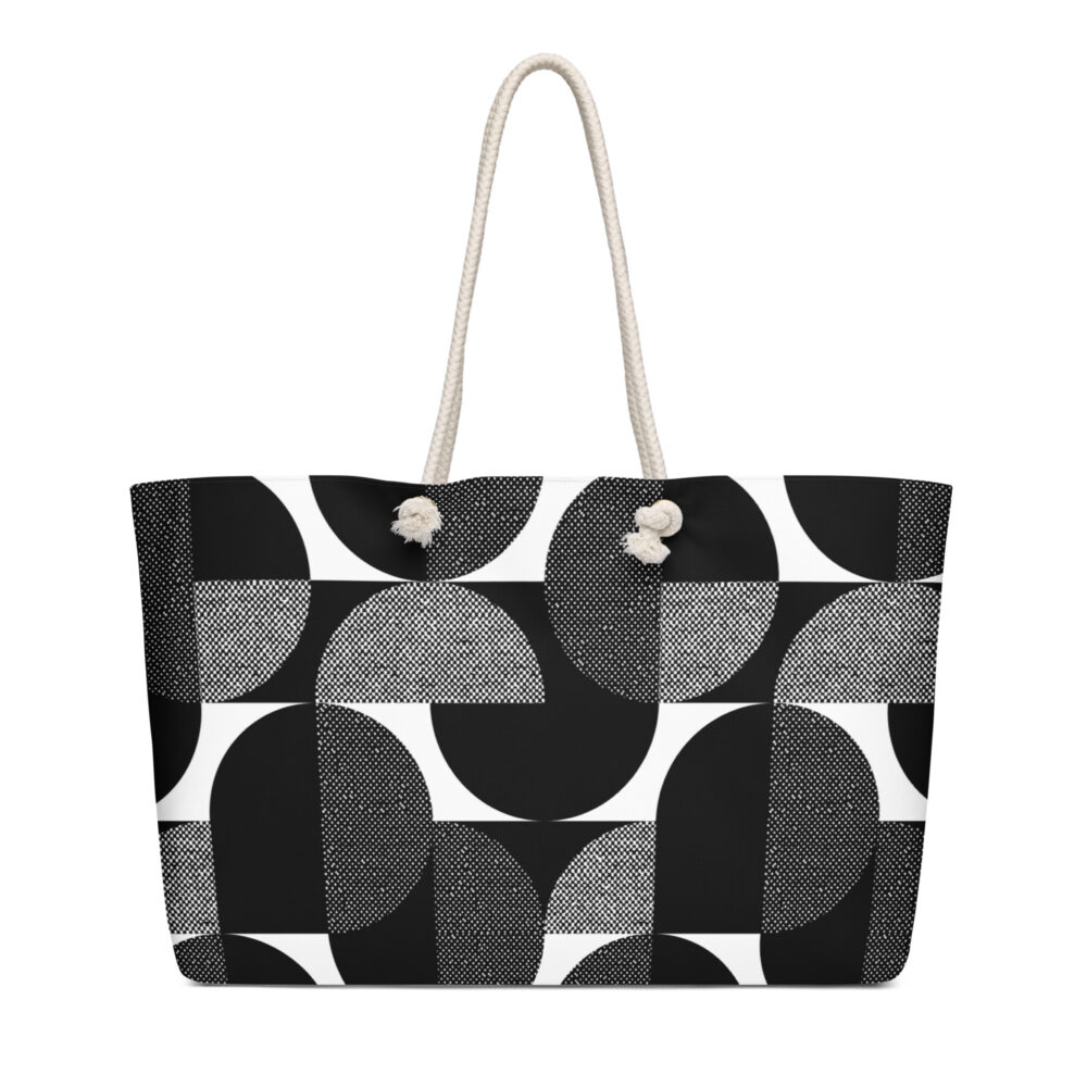 The Bauhaus Series (Black Circles) Weekender Bag black white 24x13 front art concierge clothing JPG