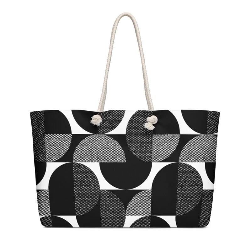 The Bauhaus Series (Black Circles) Weekender Bag black white 24x13 front art concierge clothing JPG